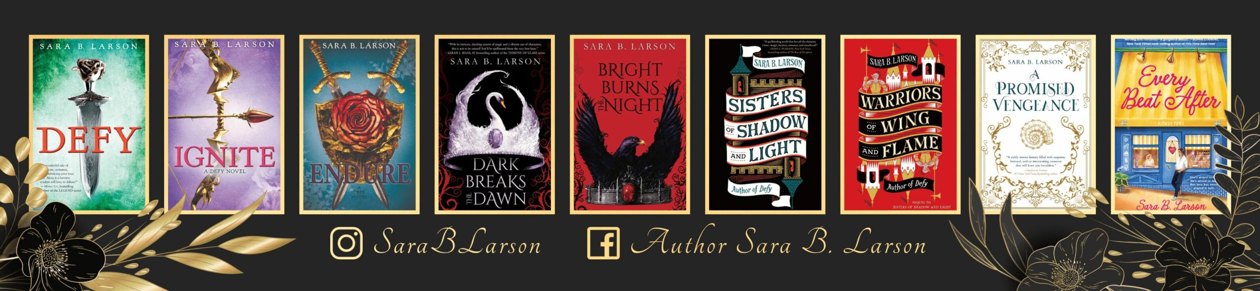 Collection of book covers with various titles and designs, arranged in a row on a dark background.