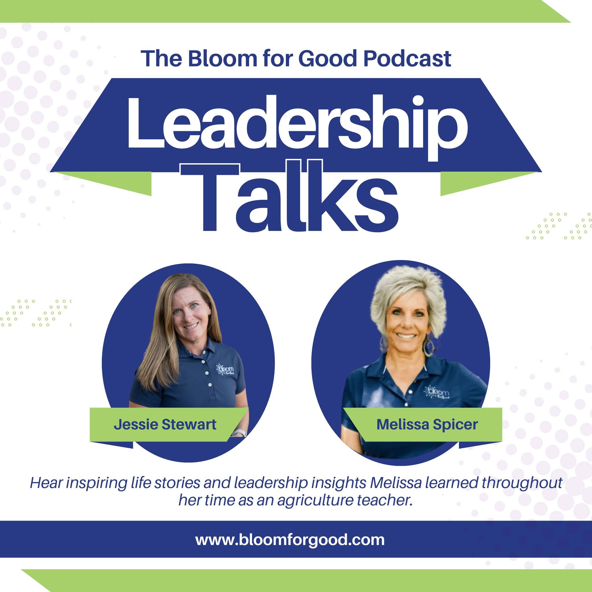 Podcast cover featuring two women, Jessie Stewart and Melissa Spicer, with titles and a website link, on a white background.